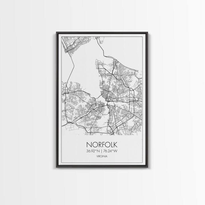 Norfolk Street Map, Virginia Map, City Map Art, Modern Art, Wall Art, Canvas Print, Bedroom Décor, College Student Gift, Travel Print