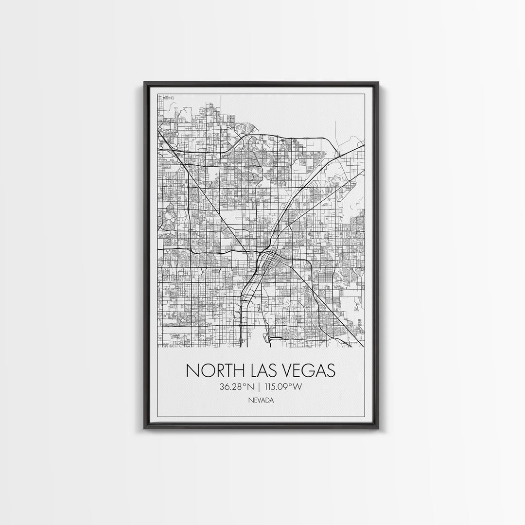 North Las Vegas Street Map, Nevada Map, City Map Art, Modern Art, Wall Art, Canvas Print, Wall Décor Bedroom, Honeymoon Gift,  Travel Art