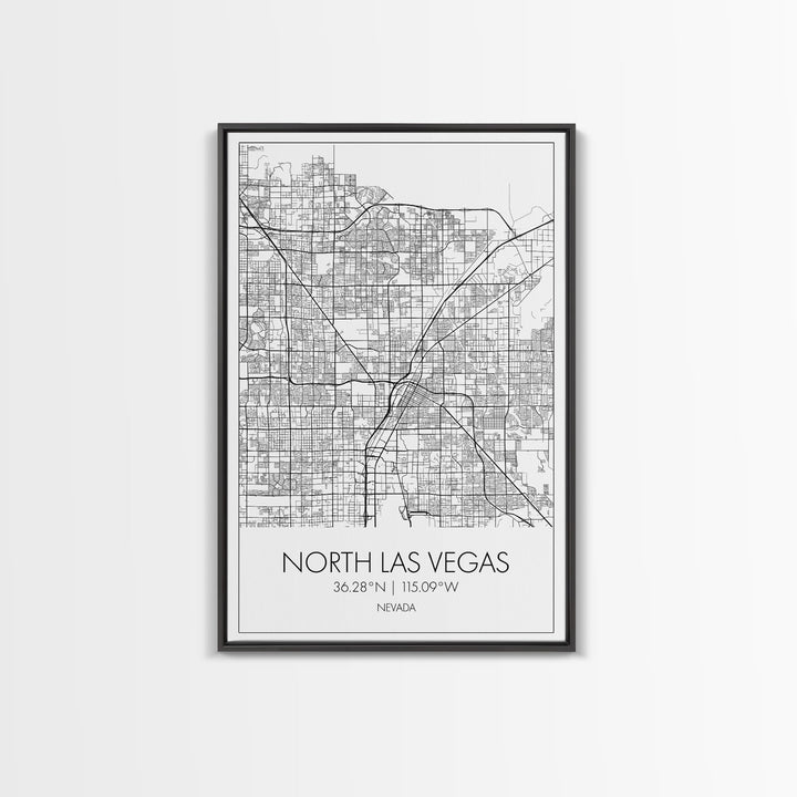 North Las Vegas Street Map, Nevada Map, City Map Art, Modern Art, Wall Art, Canvas Print, Wall Décor Bedroom, Honeymoon Gift,  Travel Art
