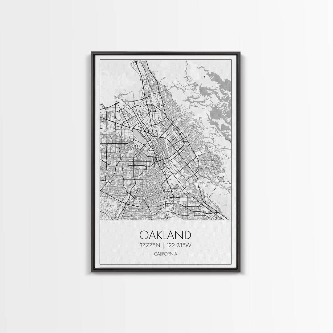 Oakland Street Map, California Map, City Map Art, Modern Art, Wall Art, Canvas Print, Living Room Art, Gift For Her, Adventure Wall Art