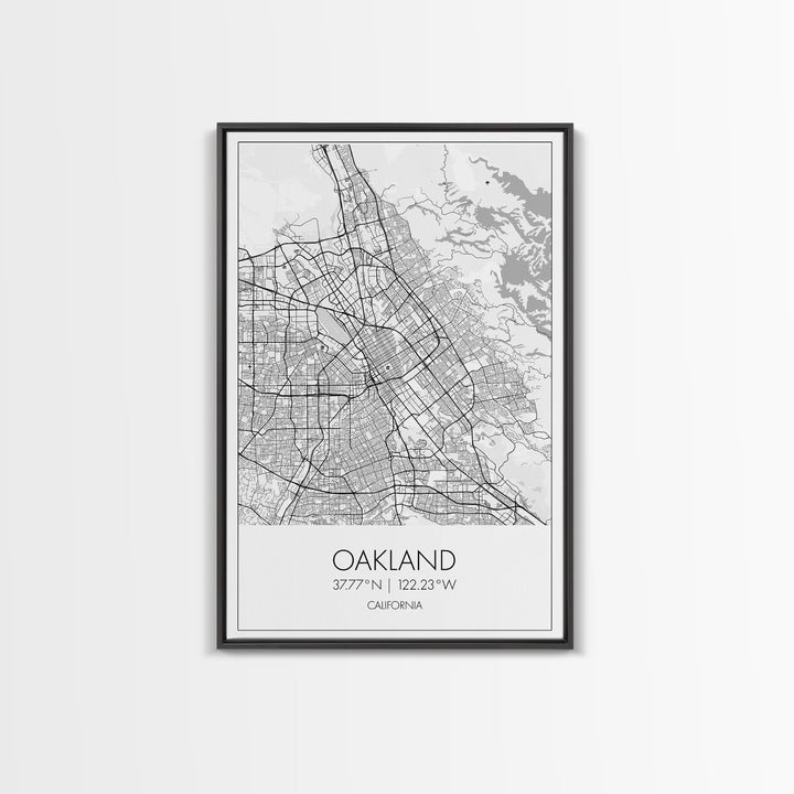 Oakland Street Map, California Map, City Map Art, Modern Art, Wall Art, Canvas Print, Living Room Art, Gift For Her, Adventure Wall Art