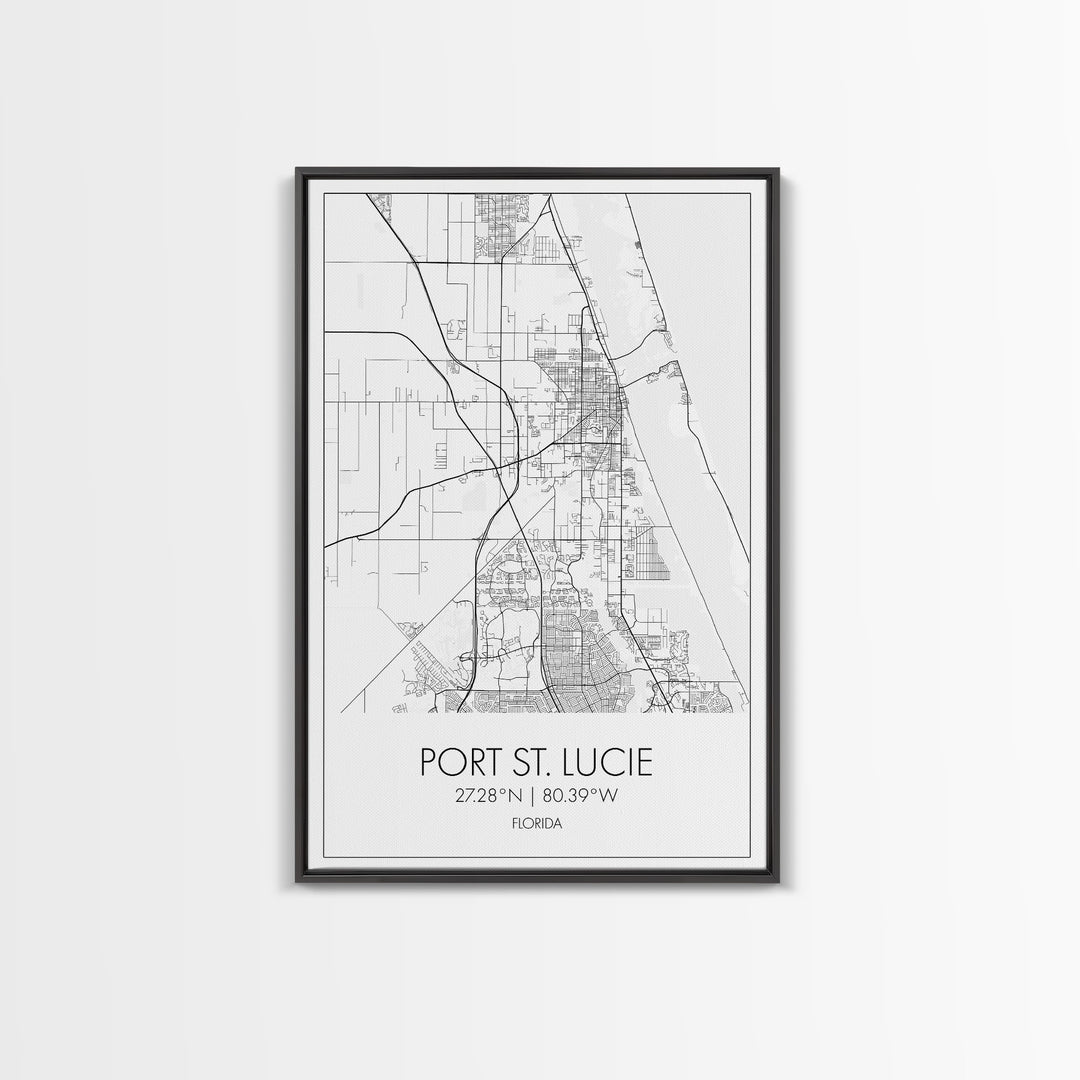 Port St Lucie Street Map, Florida Map, City Map Art, Minimalist Art, Wall Art, Canvas Print, Friend Gift, Black And White Art, Travel Décor