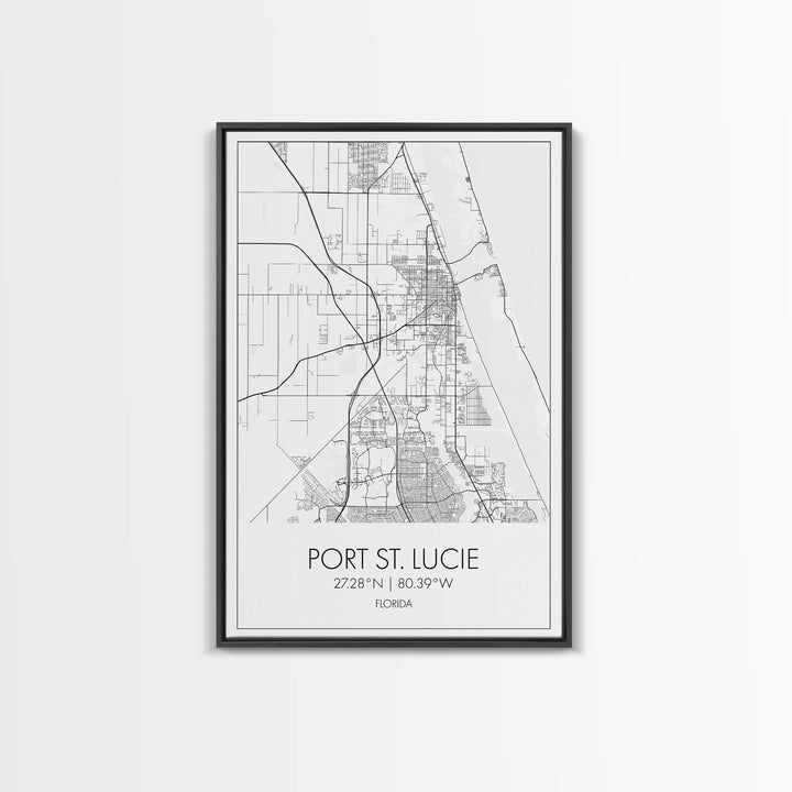 Port St Lucie Street Map, Florida Map, City Map Art, Minimalist Art, Wall Art, Canvas Print, Friend Gift, Black And White Art, Travel Décor