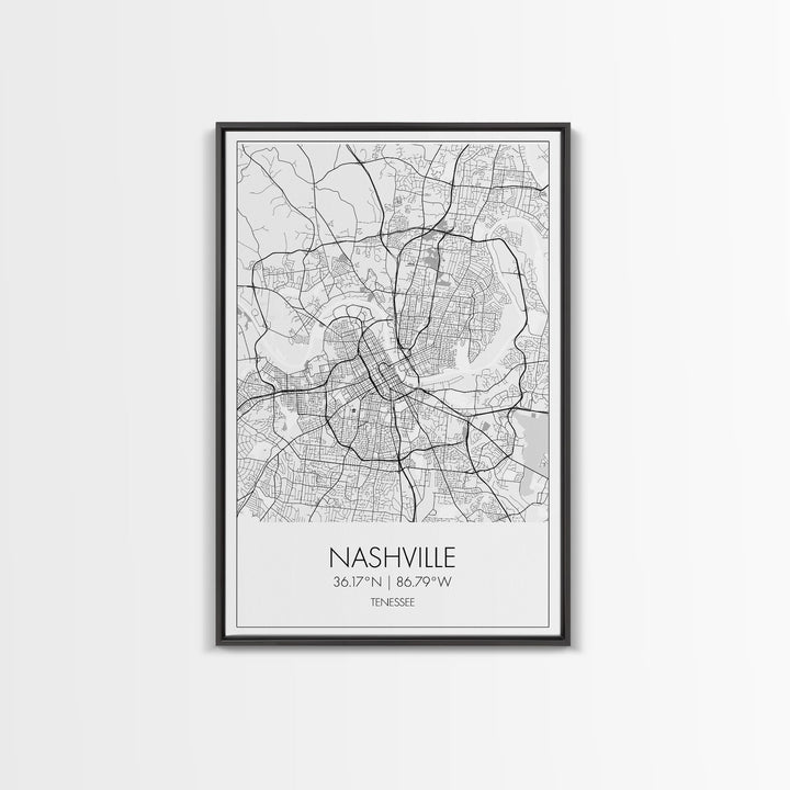 Nashville Street Map, Tennessee Map, City Map Art, Modern Art, Wall Art, Canvas Print, Music Studio Art, Gift For Music Lover, Travel Art