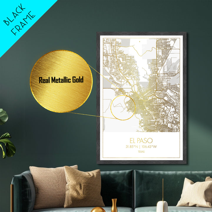 Elk Grove California City street map, Metallic Gold Print, Metal Art, wood framed map, black and gold, Gold Street Map Art, Modern Wall Art