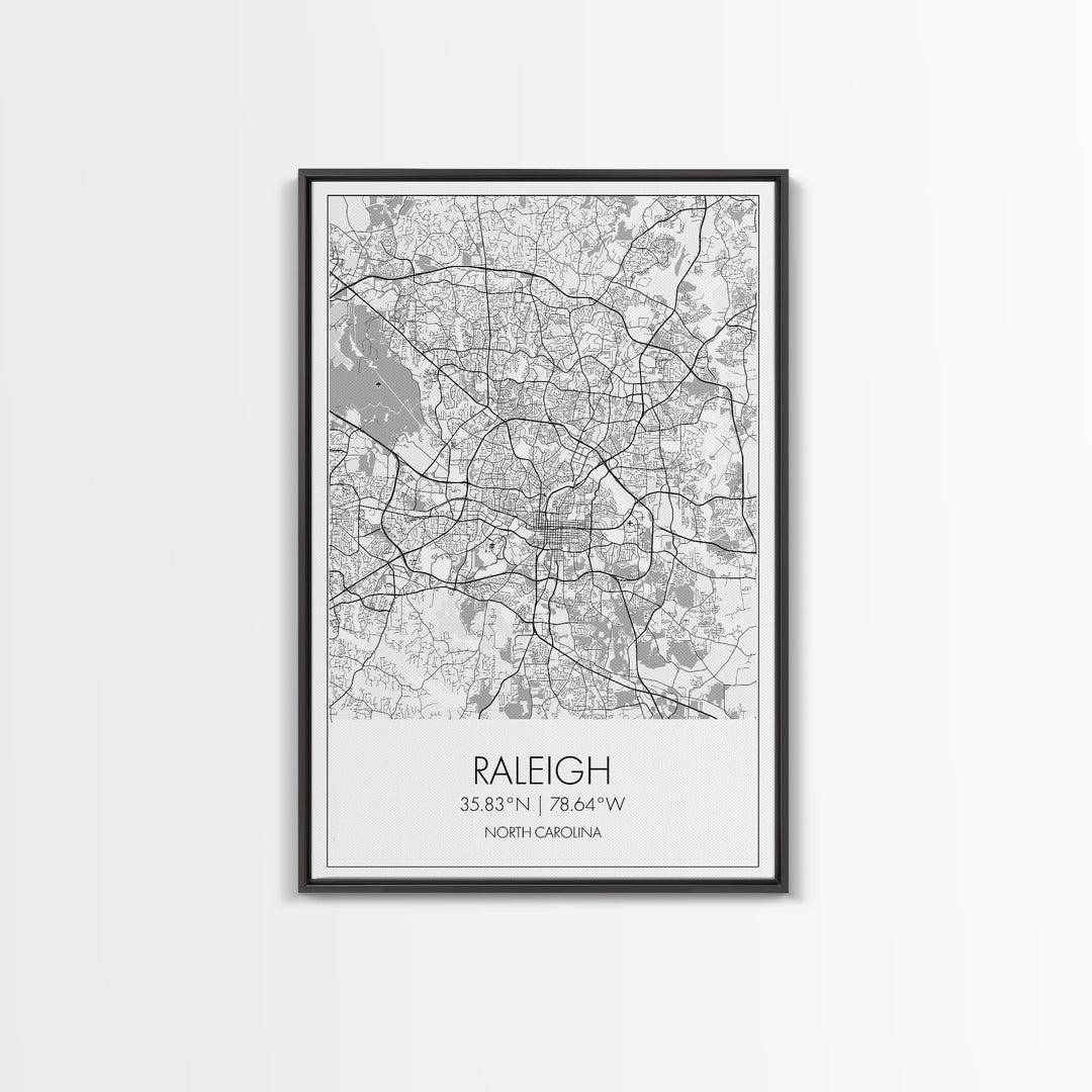Raleigh Street Map, North Carolina Map, City Map Art, Minimalist Art, Wall Art, Canvas Print, Travel Lover Gift, Bedroom Wall Art
