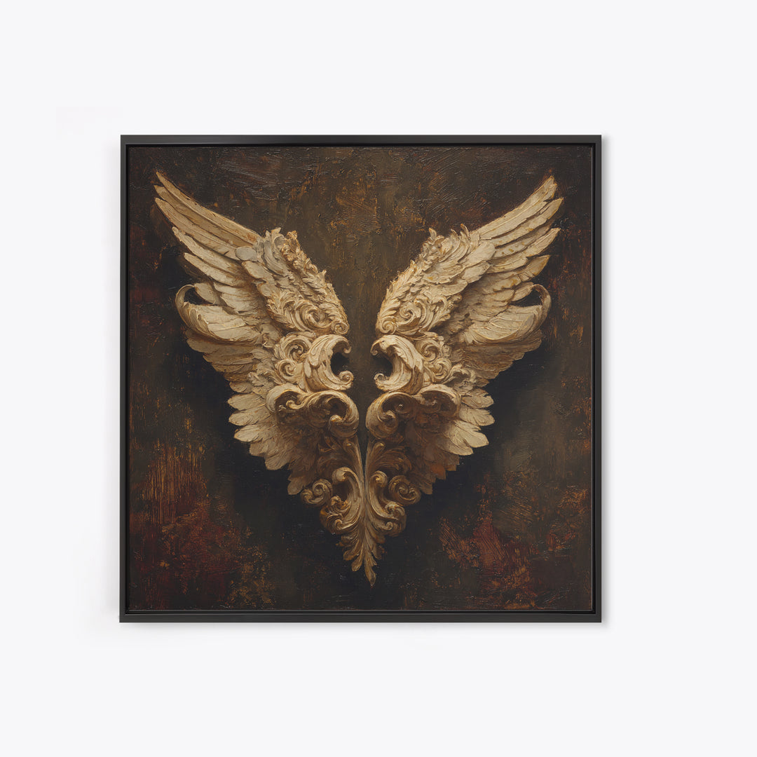 Angel Wings with Gold and Ivory Tones Canvas Print, Renaissanceinspired Art, Wall Art Print, Living Room Decor, Classic, REN-1x1-18