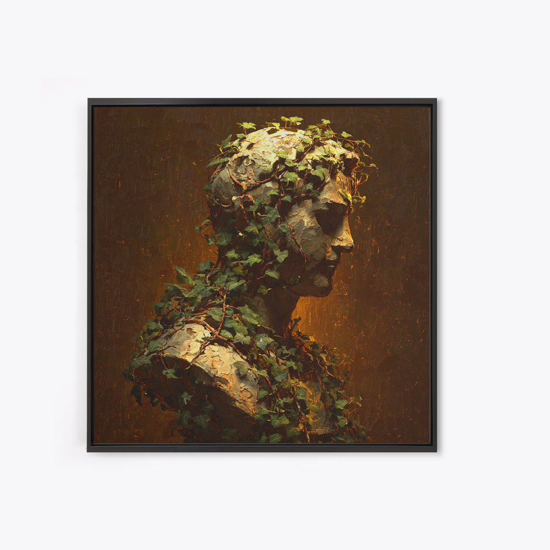 Classical Statue Bust Covered Canvas Print, Renaissanceinspired Art, Unique Wall Art, Living Room Decor, Watercolor Art, REN-1x1-19