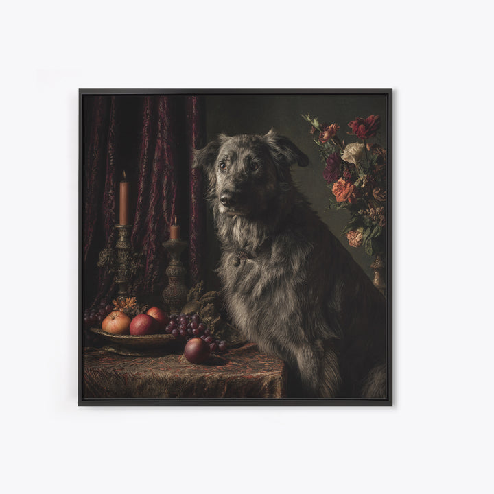 Noble Dog Portrait Canvas Print, Renaissanceinspired Art, Living Room Decor, Oil Painting, Classic, Living Room Art, REN-1x1-20