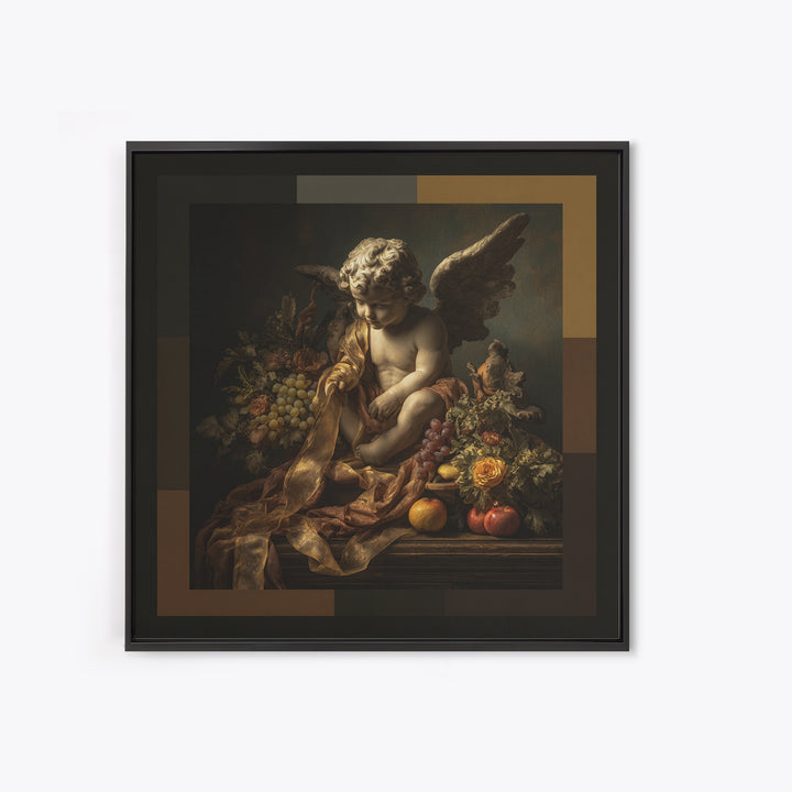 Cherub Holding a Ribbon Among Clouds Canvas Print, Renaissanceinspired Art, Living Room Art, Living Room Decor, Oil Painting, REN-1x1-30