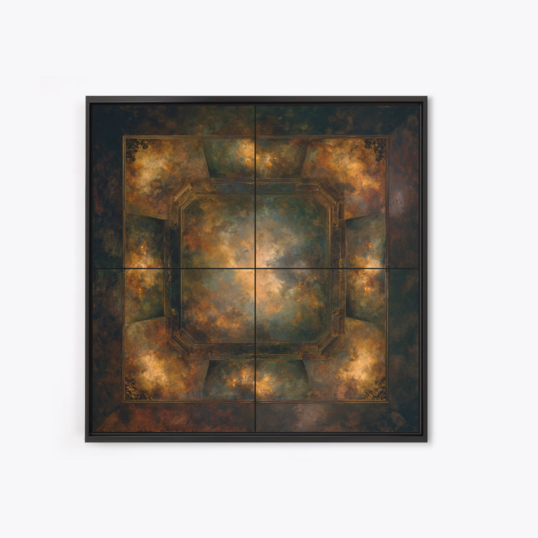 Fresco Celestial Ceiling Composition Framed Canvas Print, Renaissanceinspired Art, Yoga Wall Art, Living Room Decor, Classic, REN-1x1-63