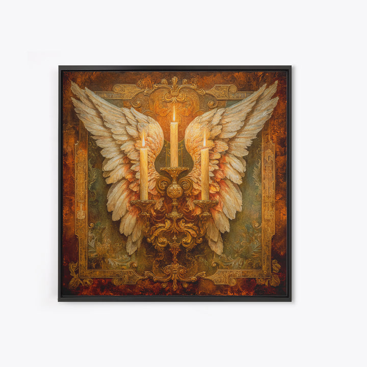 Angel Wings with Gold and Ivory Tones Canvas Print, Renaissanceinspired Art, Unique Wall Decor, Living Room Decor, Classic, REN-1x1-66