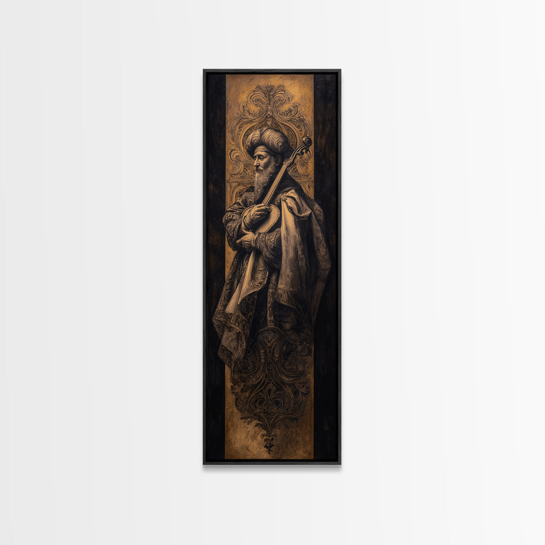 Renaissance Style Musician with Lute Canvas Print, Renaissanceinspired Art, Romantic Art, Living Room Decor, Fine Art, Classic, REN-1x3-28