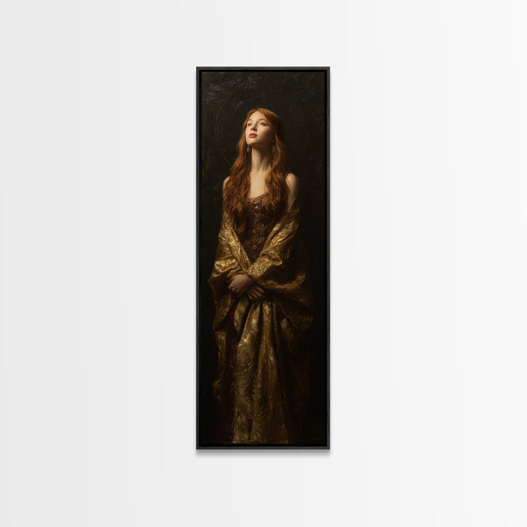 Gold Halo Portrait Canvas Print, Renaissanceinspired Art, Digital Print, Living Room Decor, Fine Art, Classic, Living Room Art, REN-1x3-41