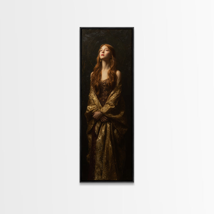 Gold Halo Portrait Canvas Print, Renaissanceinspired Art, Digital Print, Living Room Decor, Fine Art, Classic, Living Room Art, REN-1x3-41