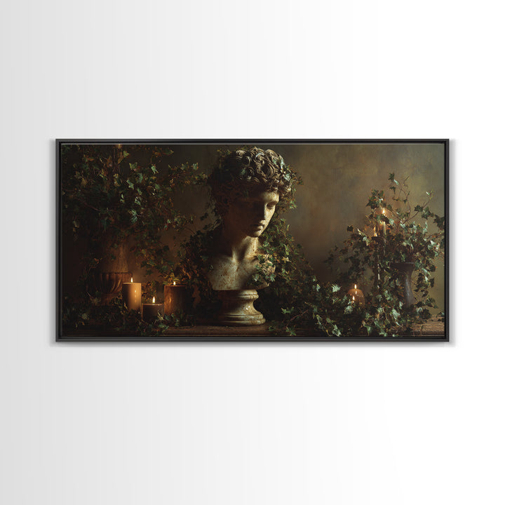 Classical Statue Bust Covered Canvas Print, Renaissanceinspired Art, Unique Wall Art, Living Room Decor, Fine Art, Classic, REN-2x1-63