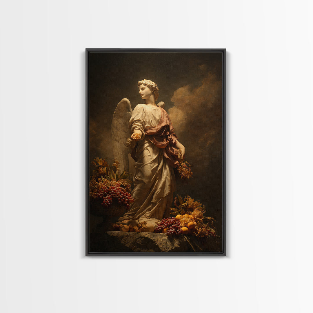 Classical Angel Study Canvas Print, Renaissanceinspired Art, Floral Painting, Living Room Decor, Fine Art, Classic, Art Print, REN-2x3-10