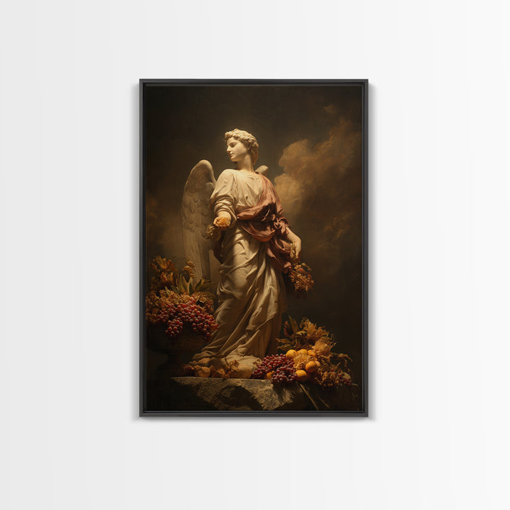 Classical Angel Study Canvas Print, Renaissanceinspired Art, Floral Painting, Living Room Decor, Fine Art, Classic, Art Print, REN-2x3-10