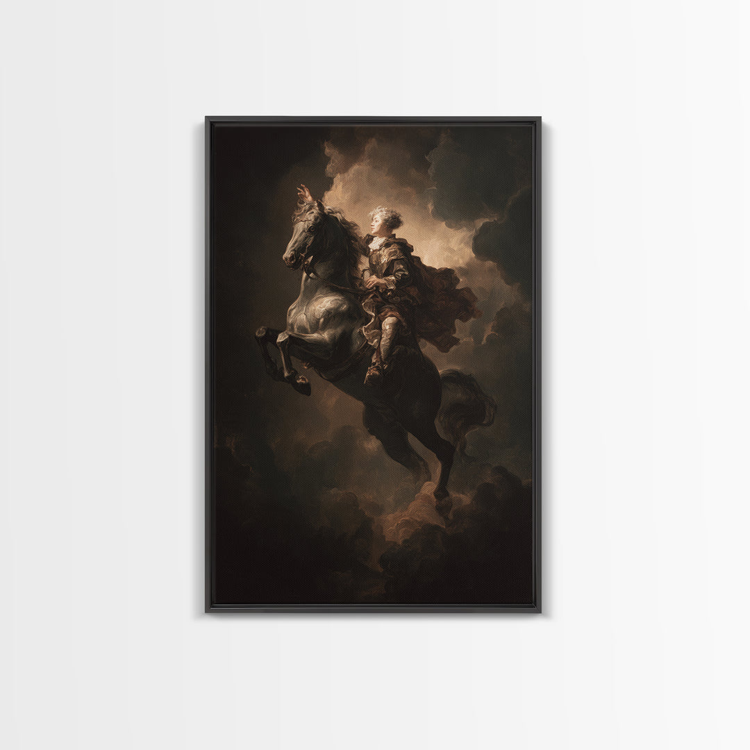 Classical Horse and Rider Framed Canvas Print, Renaissanceinspired Art, Modern Decor, Living Room Decor, Abstract Art, Classic, REN-2x3-41