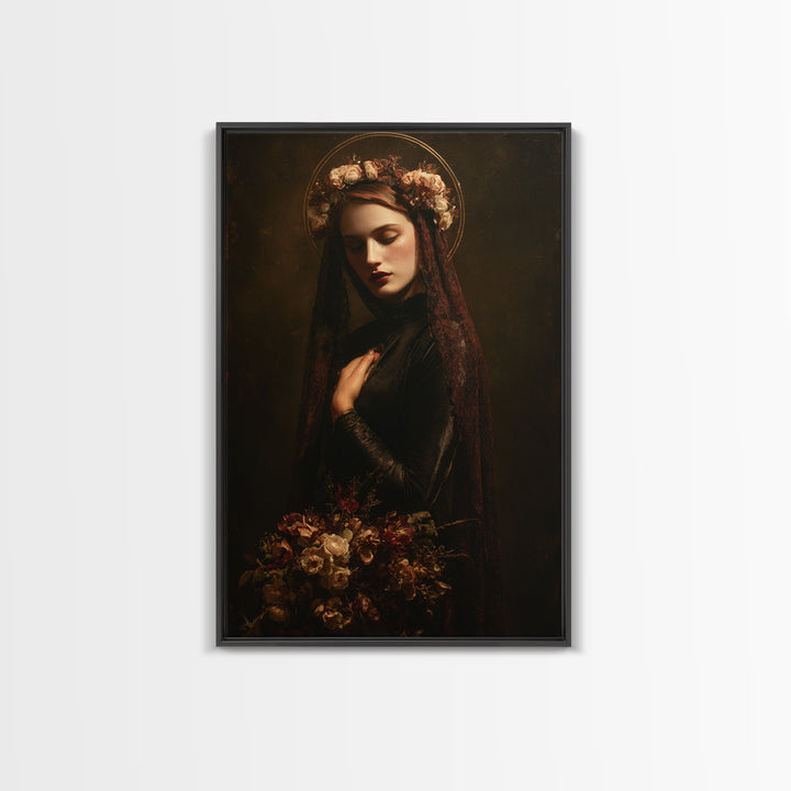 Madonna Like Portrait Canvas Print, Renaissanceinspired Art, Minimalist Decor, Living Room Decor, Fine Art, Classic, Jesus Art, REN-2x3-57