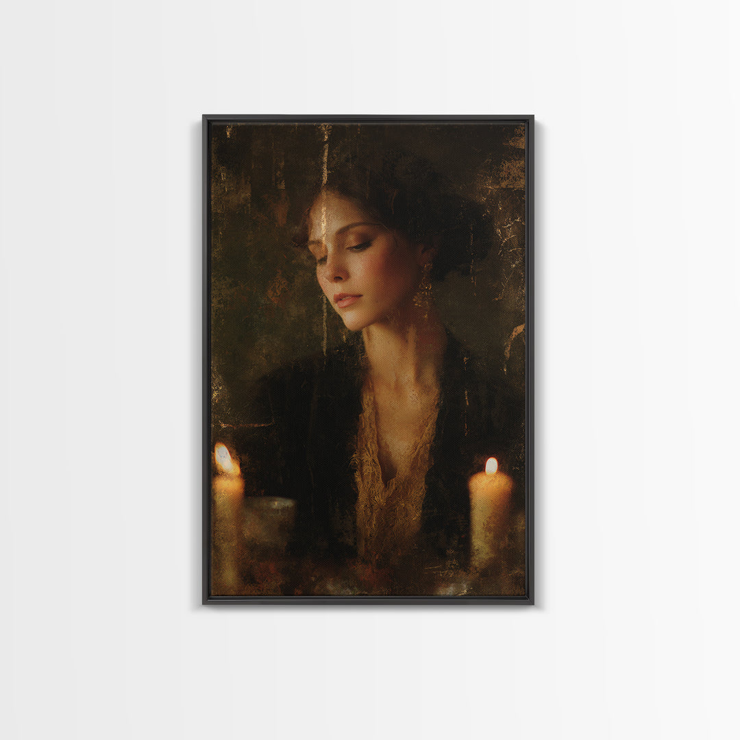 Gold Halo Portrait Canvas Print, Renaissanceinspired Art, Luxury Decor, Living Room Decor, Fine Art, Classic, Printable Art, REN-2x3-61