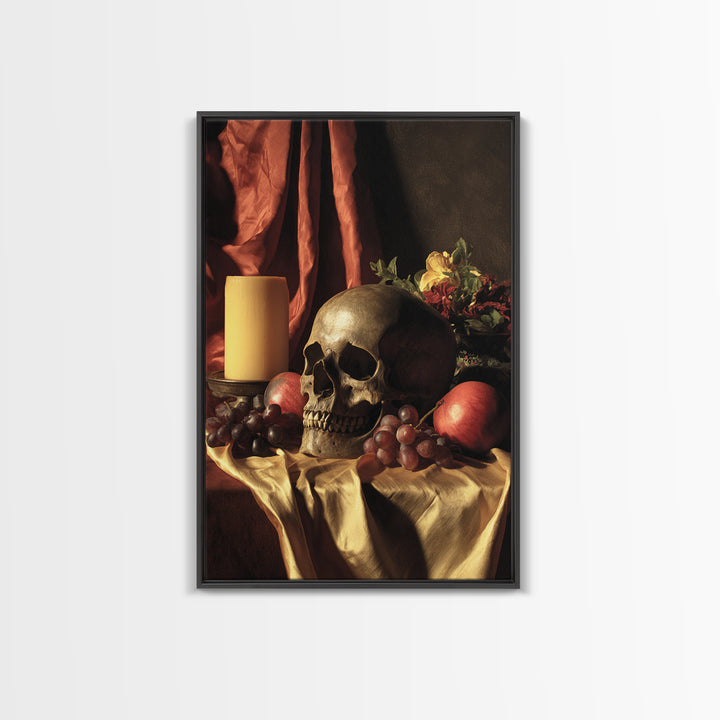 Old Master Skull and Candle Still Life Canvas Print, Renaissanceinspired Art, Fine Art Print, Living Room Decor, Oil Painting, REN-2x3-66