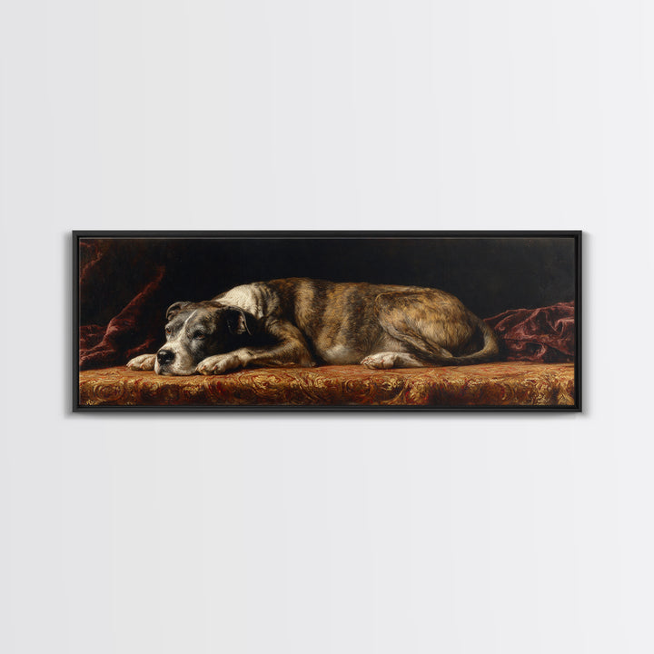 Noble Dog Portrait Canvas Print, Renaissanceinspired Art, Floral Painting, Living Room Decor, Fine Art, Classic, Art Print, REN-3x1-36