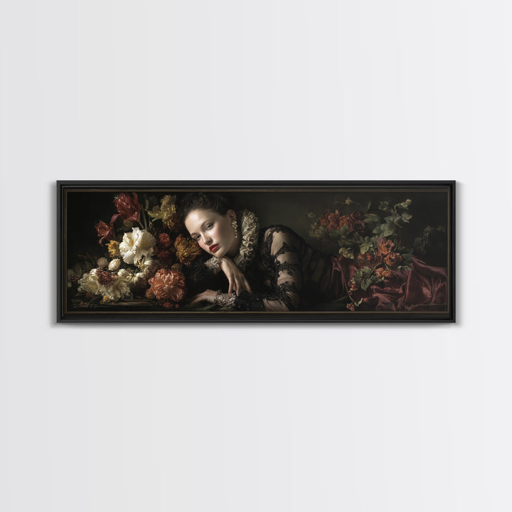 Madonna Like Portrait Canvas Print, Renaissanceinspired Art, Unique Wall Art, Living Room Decor, Classic, Mosaic Wall Art, REN-3x1-41