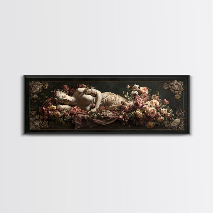 Venus Inspired Figure with Seashell and Roses Canvas Print, Renaissanceinspired Art, Room Decor, Living Room Decor, Classic, REN-3x1-68