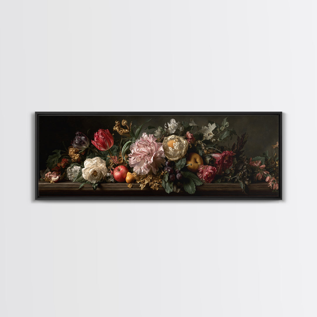 Renaissance Botanical Study Canvas Print, Renaissanceinspired Art, Digital Art, Living Room Decor, Oil Painting, Classic, REN-3x1-71
