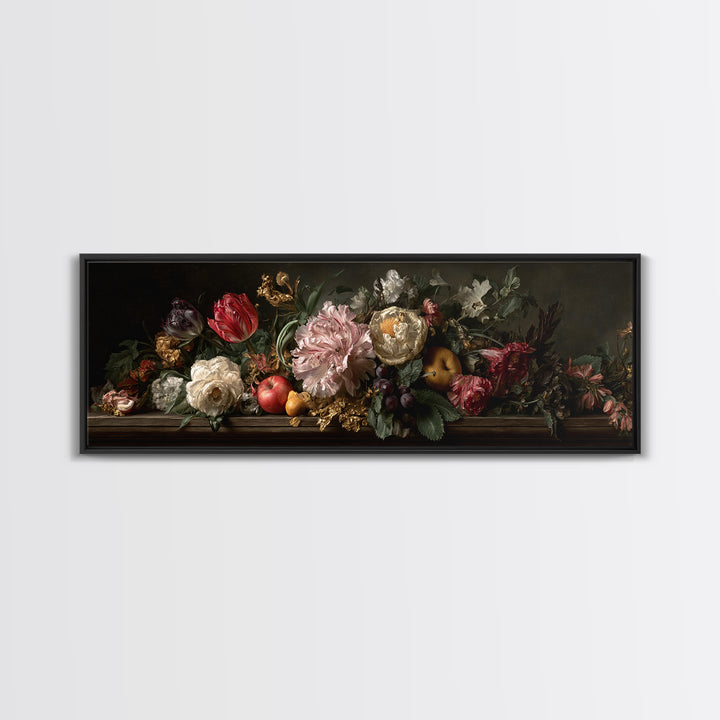 Renaissance Botanical Study Canvas Print, Renaissanceinspired Art, Digital Art, Living Room Decor, Oil Painting, Classic, REN-3x1-71