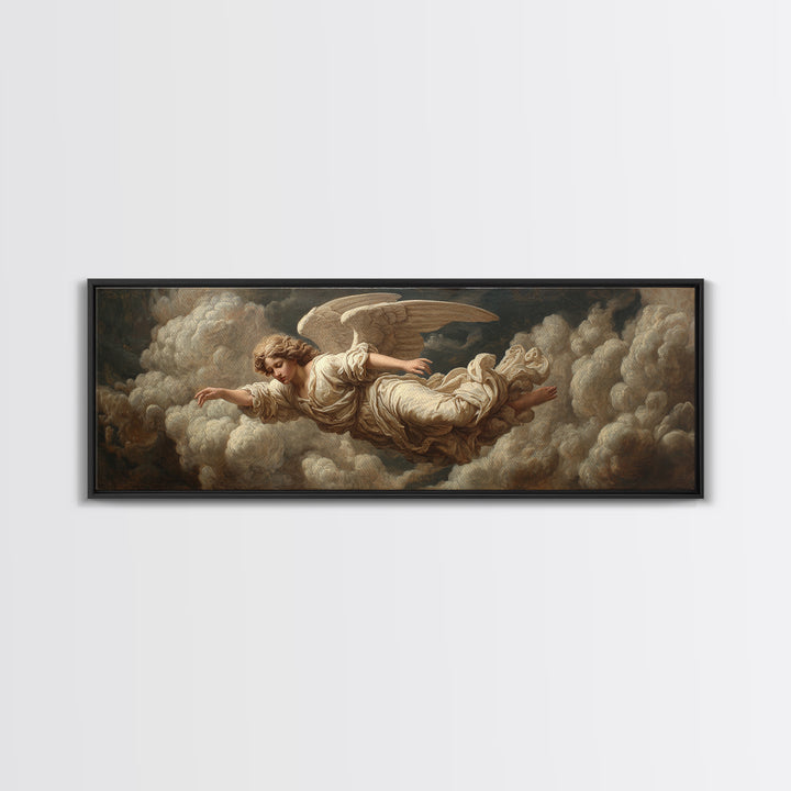 Classical Angel Study Framed Canvas Print, Renaissanceinspired Art, Jesus Art, Living Room Decor, Classic, Fantasy Decor, REN-3x1-90