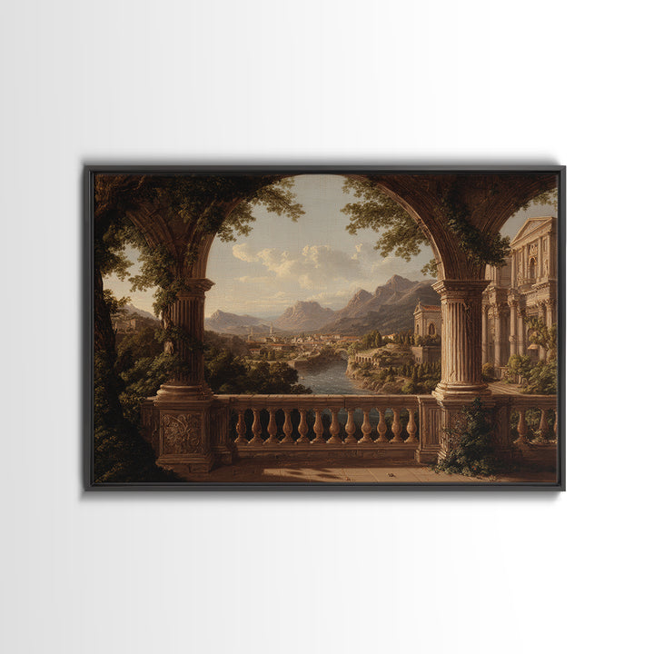 Architectural Arch with Italian Landscape Beyond Canvas Print, Renaissanceinspired Art, Neutral Decor, Living Room Decor, REN-3x2-15