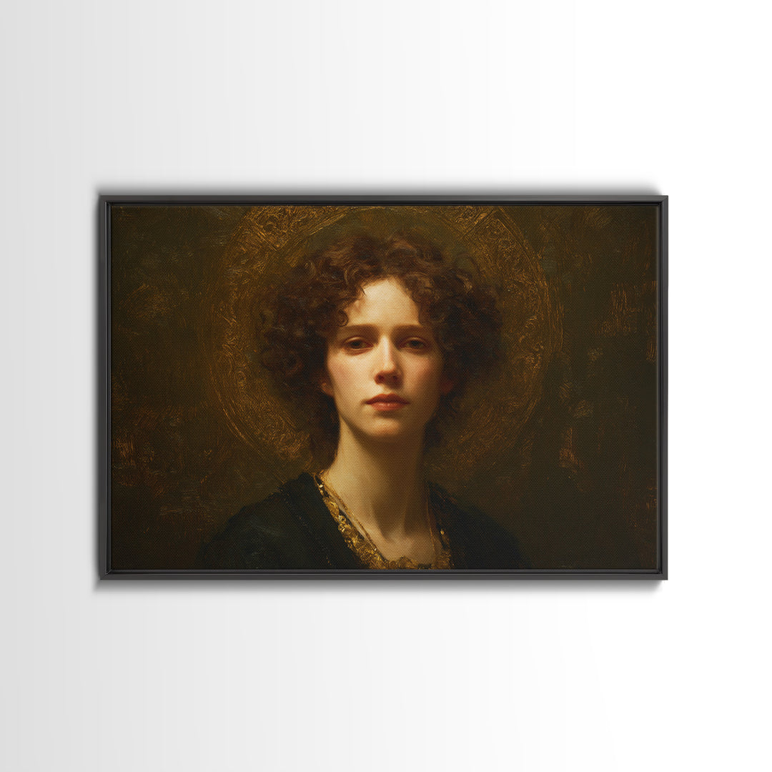 Gold Halo Portrait Canvas Print, Renaissanceinspired Art, Digital Print, Living Room Decor, Fine Art, Classic, Living Room Art, REN-3x2-33