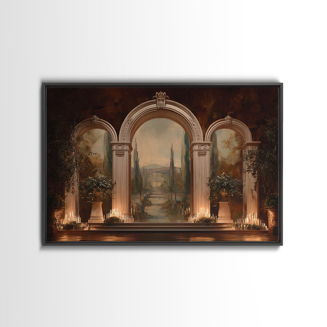 Architectural Arch with Italian Landscape Beyond Canvas Print, Renaissanceinspired Art, Jesus Art, Living Room Decor, Classic, REN-3x2-39