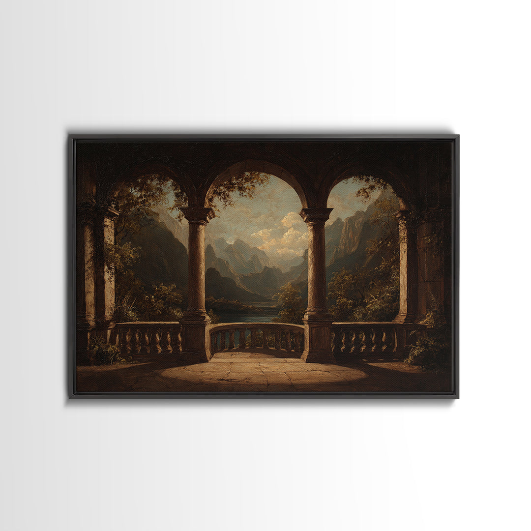 Architectural Arch with Italian Landscape Beyond Canvas Print, Renaissanceinspired Art, Jesus Art, Living Room Decor, Classic, REN-3x2-87