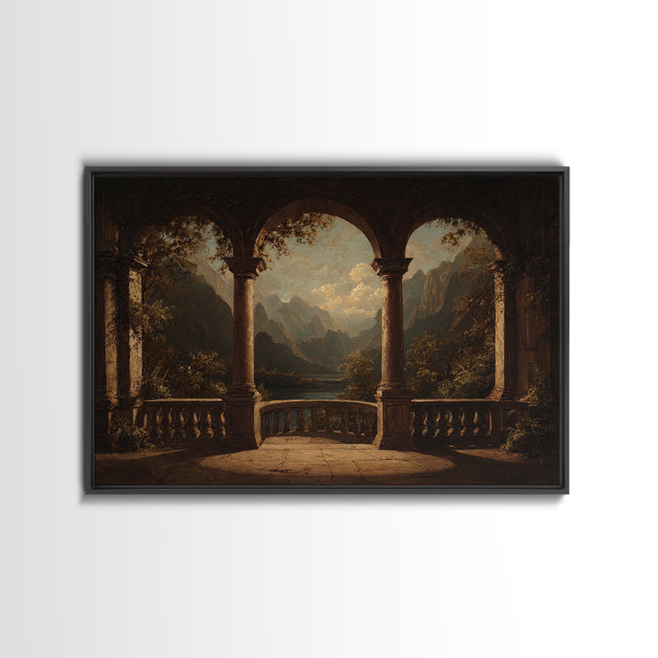 Architectural Arch with Italian Landscape Beyond Canvas Print, Renaissanceinspired Art, Jesus Art, Living Room Decor, Classic, REN-3x2-87
