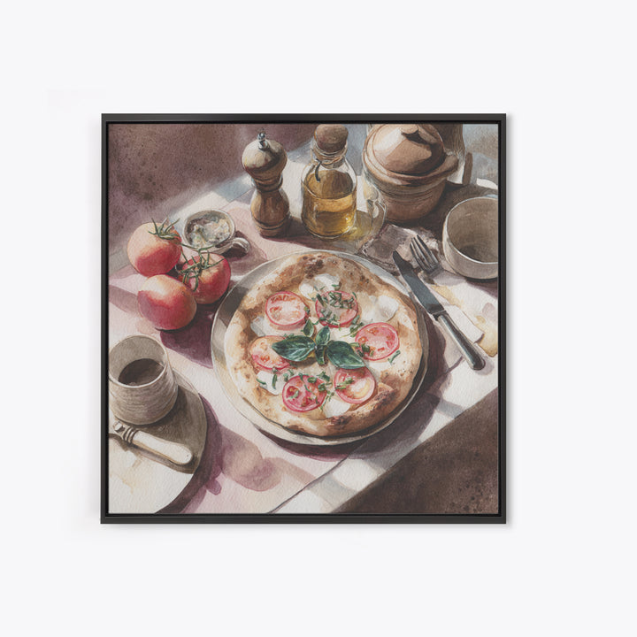 Pizzeria Tomato Basil and Mozzarella Still Life Canvas Print, Restaurant Art, Kitchen Wall Decor, Restaurant Decor, Bistro, RES-1x1-10