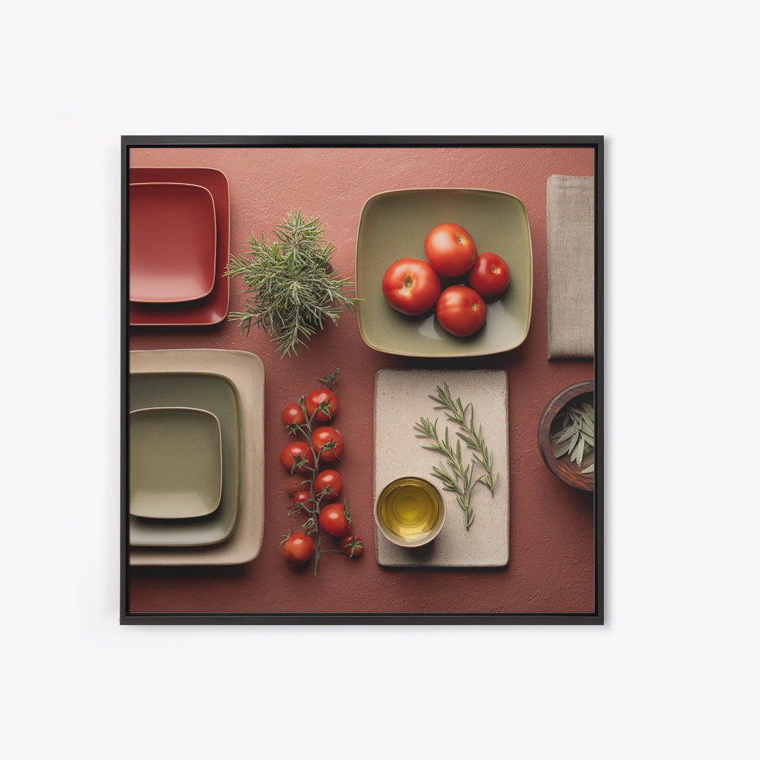Rooster and Herbs for Farmhouse Restaurant Mood Canvas Print, Restaurant Art, Printable Wall Art, Restaurant Decor, Bistro, RES-1x1-20