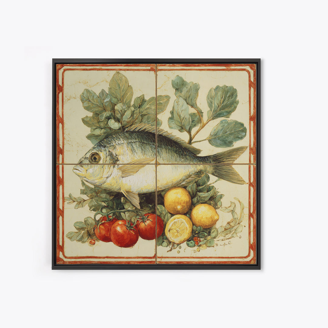 Fresh Fish with Lemon and Herbs Canvas Print, Restaurant Art, Kitchen Decor, Restaurant Decor, Bistro, Bedroom Wall Art, RES-1x1-23