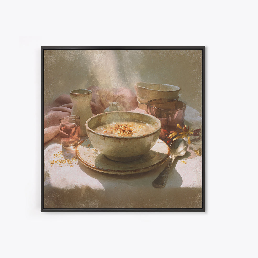 Ramen Bowl Rendered Framed Canvas Print, Restaurant Art, Gallery Decor, Restaurant Decor, Fine Art, Bistro, Wall Art, RES-1x1-38