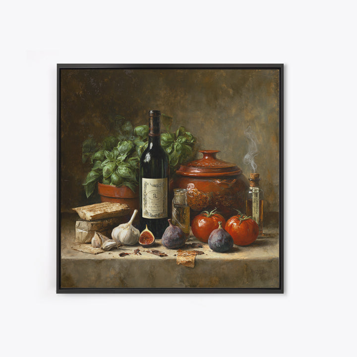 Wine Bottle and Figs Canvas Print, Restaurant Art, Room Decor, Restaurant Decor, Fine Art, Bistro, Framed Wall Art, RES-1x1-49