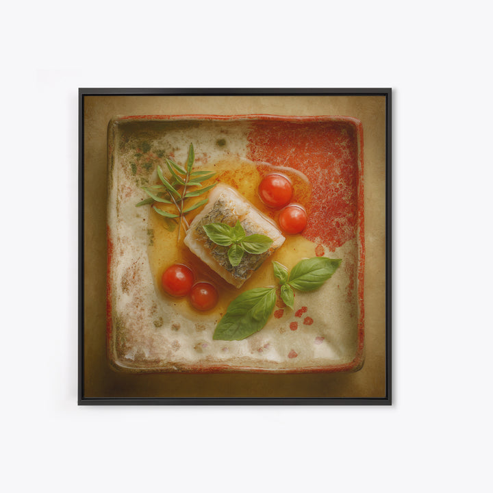 Sushi Fish and Ceramic Plate Composition Canvas Print, Restaurant Art, Fine Art Print, Restaurant Decor, Fine Art, Bistro, RES-1x1-5