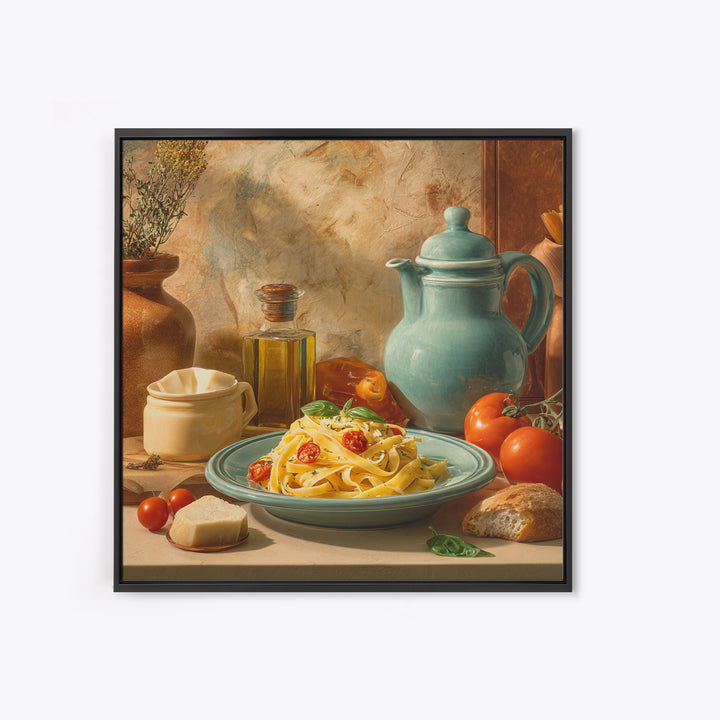 Fresh Pasta with Tomatoes and Basil Canvas Print, Restaurant Art, Cool Wall Art, Restaurant Decor, Fine Art, Bistro, RES-1x1-50