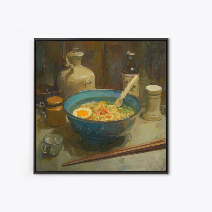 Ramen Bowl Rendered Framed Canvas Print, Restaurant Art, Gallery Decor, Restaurant Decor, Fine Art, Bistro, Wall Art, RES-1x1-62