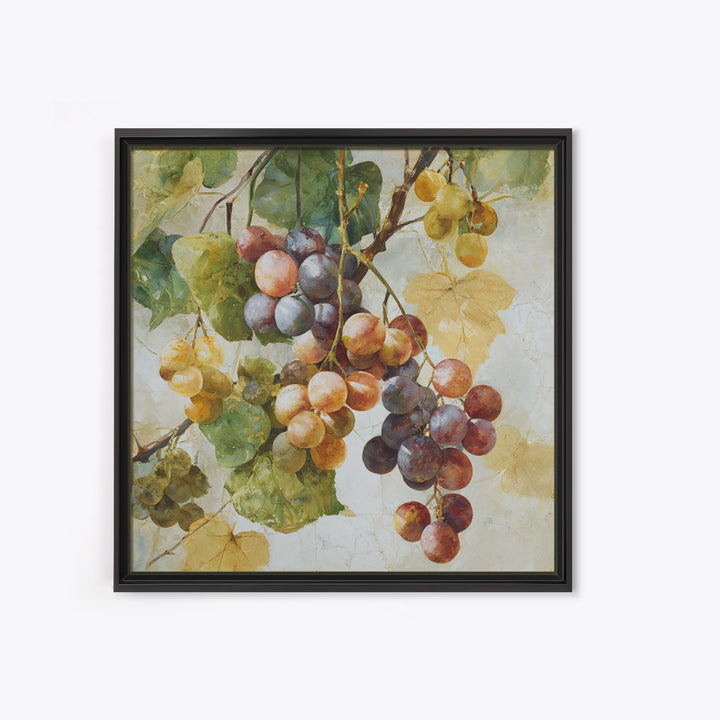 Wine Grapevine Botanical Study Framed Canvas Print, Restaurant Art, Neutral Decor, Restaurant Decor, Oil Painting, Bistro, RES-1x1-63