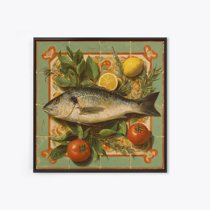 Fresh Fish with Lemon and Herbs Canvas Print, Restaurant Art, Fine Art Print, Restaurant Decor, Fine Art, Bistro, Wall Decor, RES-1x1-95