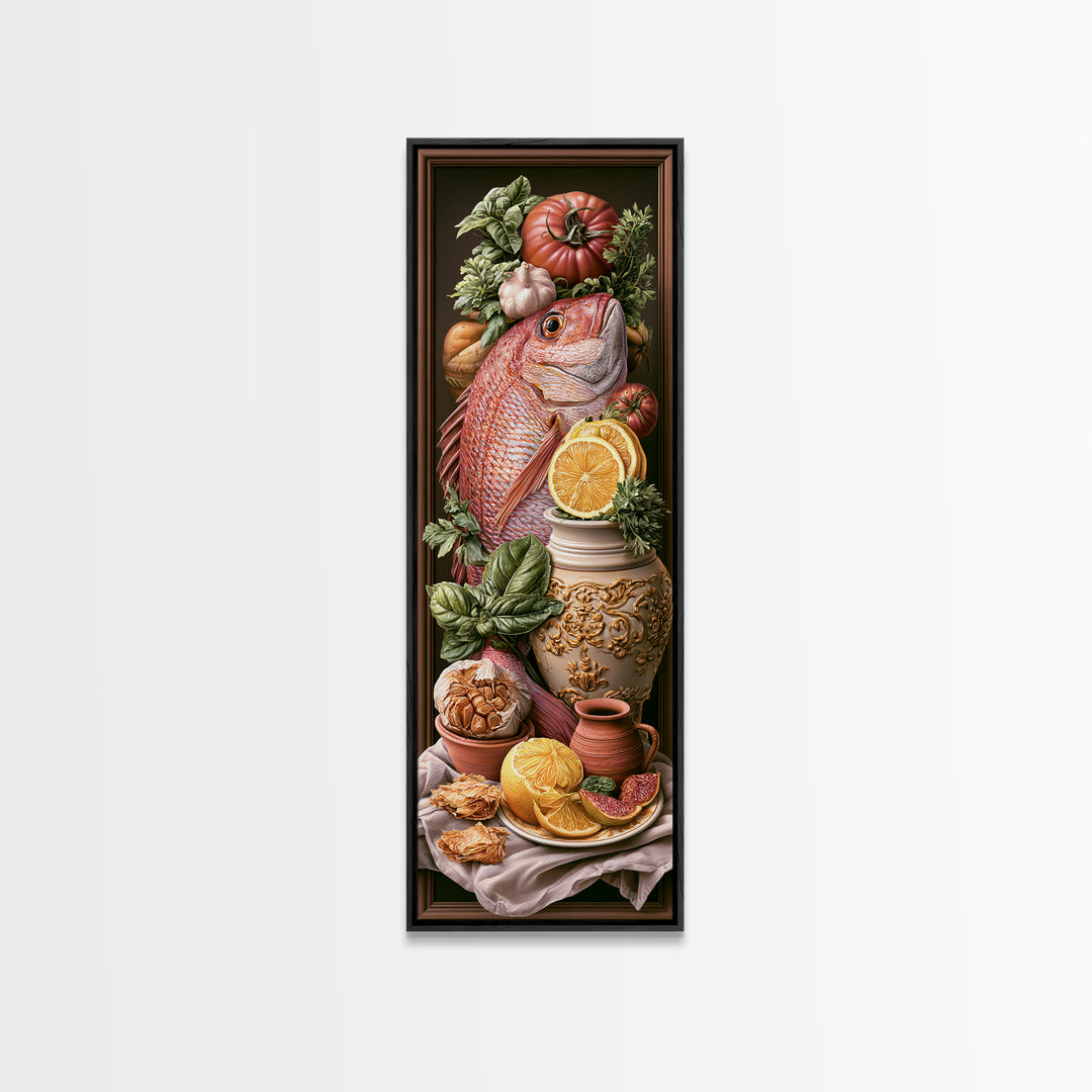 Fresh Fish with Lemon and Herbs Canvas Print, Restaurant Art, Kitchen Art, Restaurant Decor, Fine Art, Bistro, Food Art, RES-1x3-11