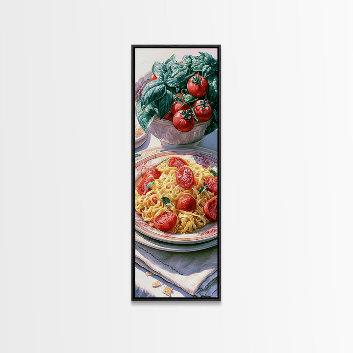 Fresh Pasta with Tomatoes and Basil Canvas Print, Restaurant Art, Gallery Decor, Restaurant Decor, Fine Art, Bistro, Wall Art, RES-1x3-14