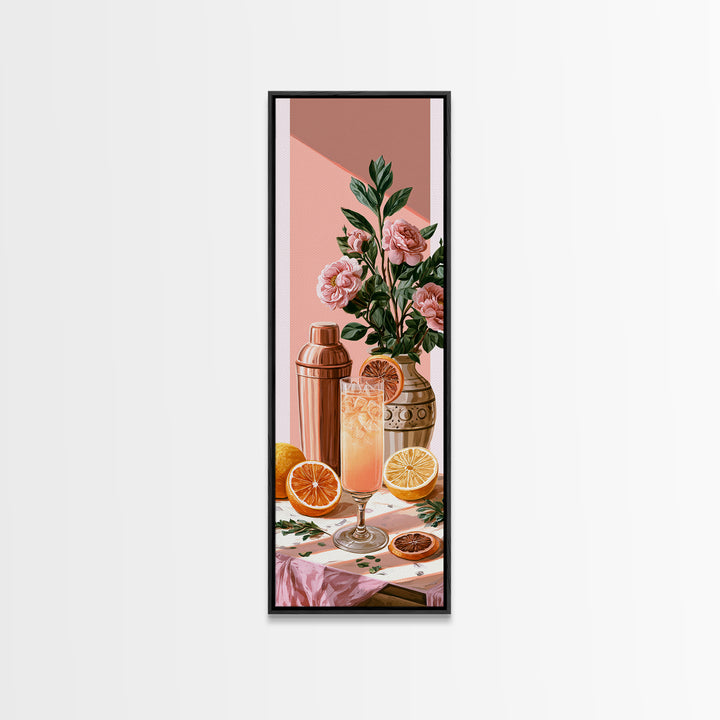 Cocktail and Citrus Bar Composition Canvas Print, Restaurant Art, Printable Art, Restaurant Decor, Bistro, Watercolor Art, RES-1x3-23